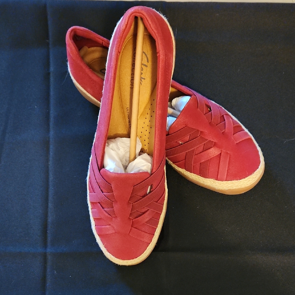 Clarks Women's Red Espadrille Shoes